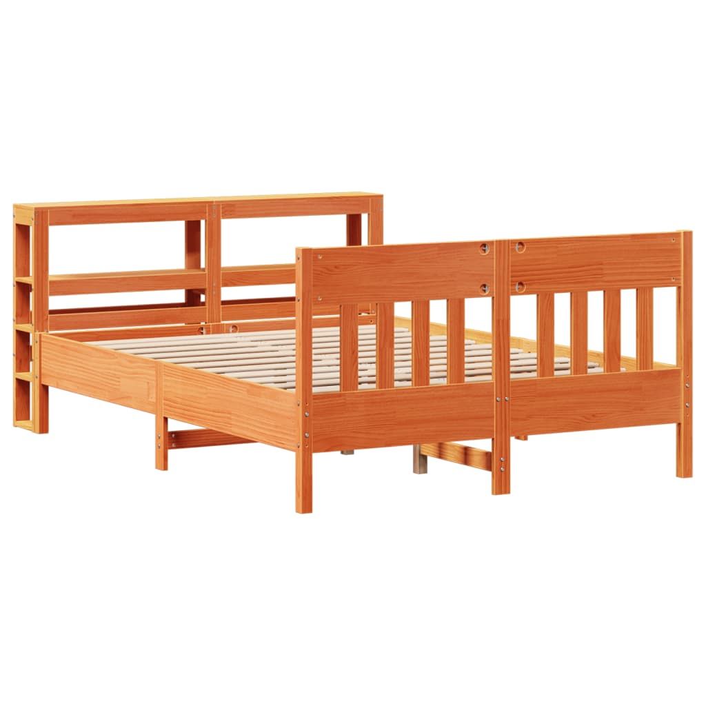 Cadre de lit sans matelas cire marron 160x200cm bois pin massif