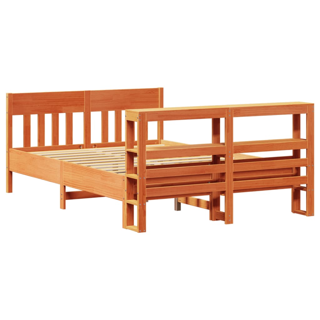 Cadre de lit sans matelas cire marron 160x200cm bois pin massif