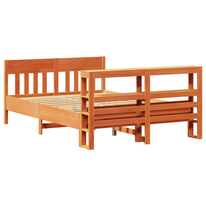 Cadre de lit sans matelas cire marron 160x200cm bois pin massif