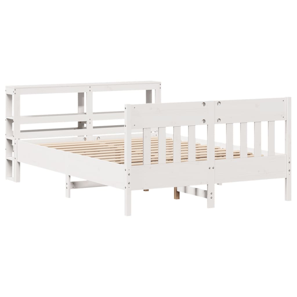 Cadre de lit sans matelas blanc 150x200 cm bois de pin massif