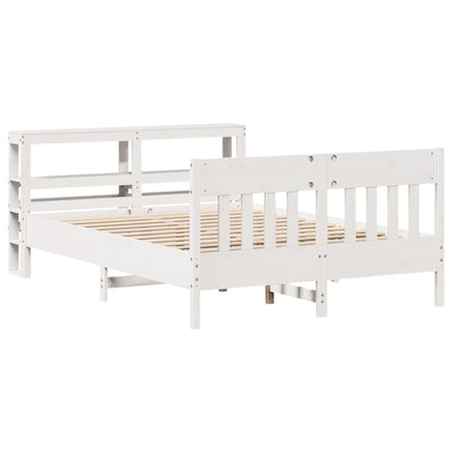 Cadre de lit sans matelas blanc 150x200 cm bois de pin massif