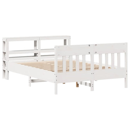 Cadre de lit sans matelas blanc 140x200 cm bois de pin massif