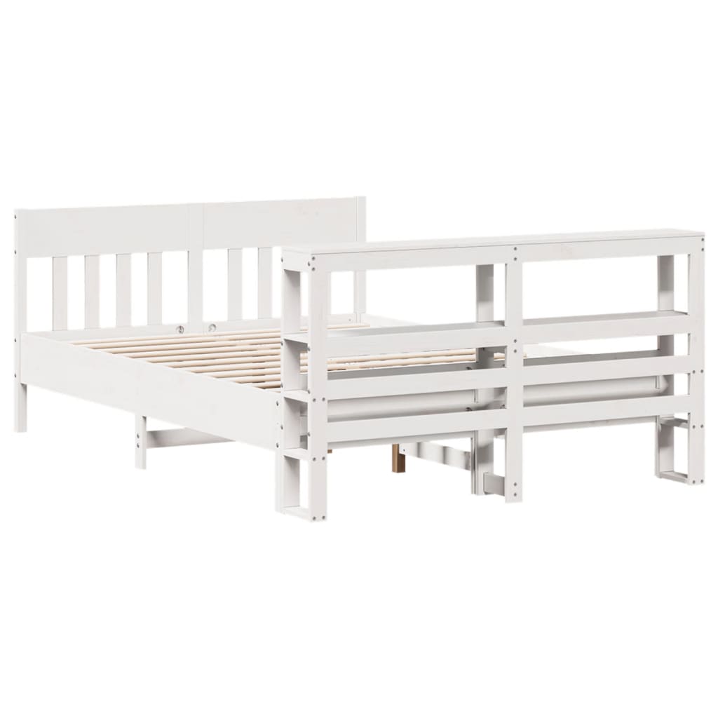 Cadre de lit sans matelas blanc 140x200 cm bois de pin massif