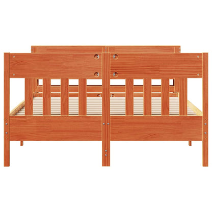 Cadre de lit sans matelas cire marron 140x200cm bois pin massif