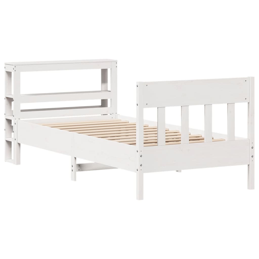 Cadre de lit sans matelas blanc 100x200 cm bois de pin massif