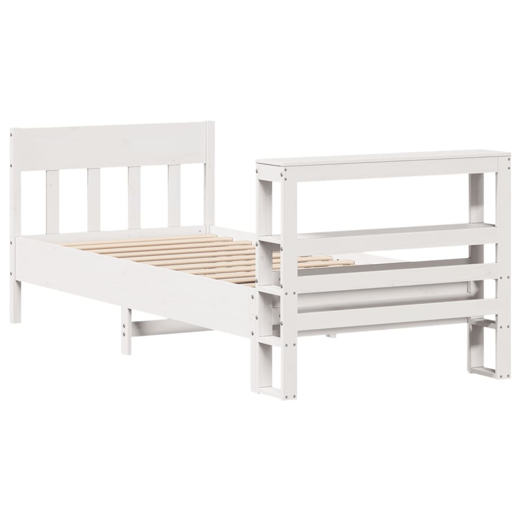 Cadre de lit sans matelas blanc 100x200 cm bois de pin massif