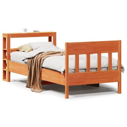 Cadre de lit sans matelas cire marron 100x200cm bois pin massif