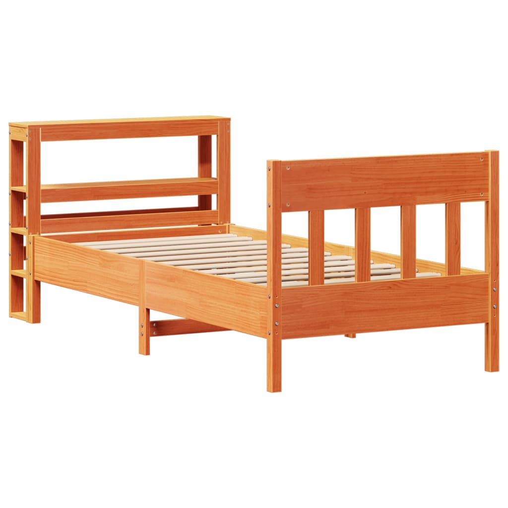 Cadre de lit sans matelas cire marron 100x200cm bois pin massif