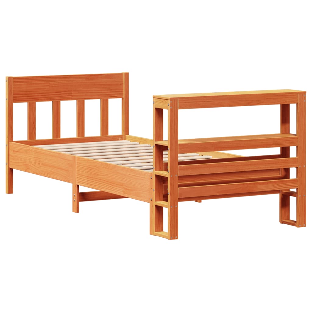 Cadre de lit sans matelas cire marron 100x200cm bois pin massif