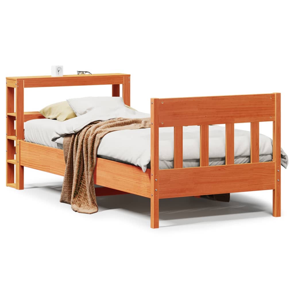 Cadre de lit sans matelas cire marron 90x200 cm bois pin massif