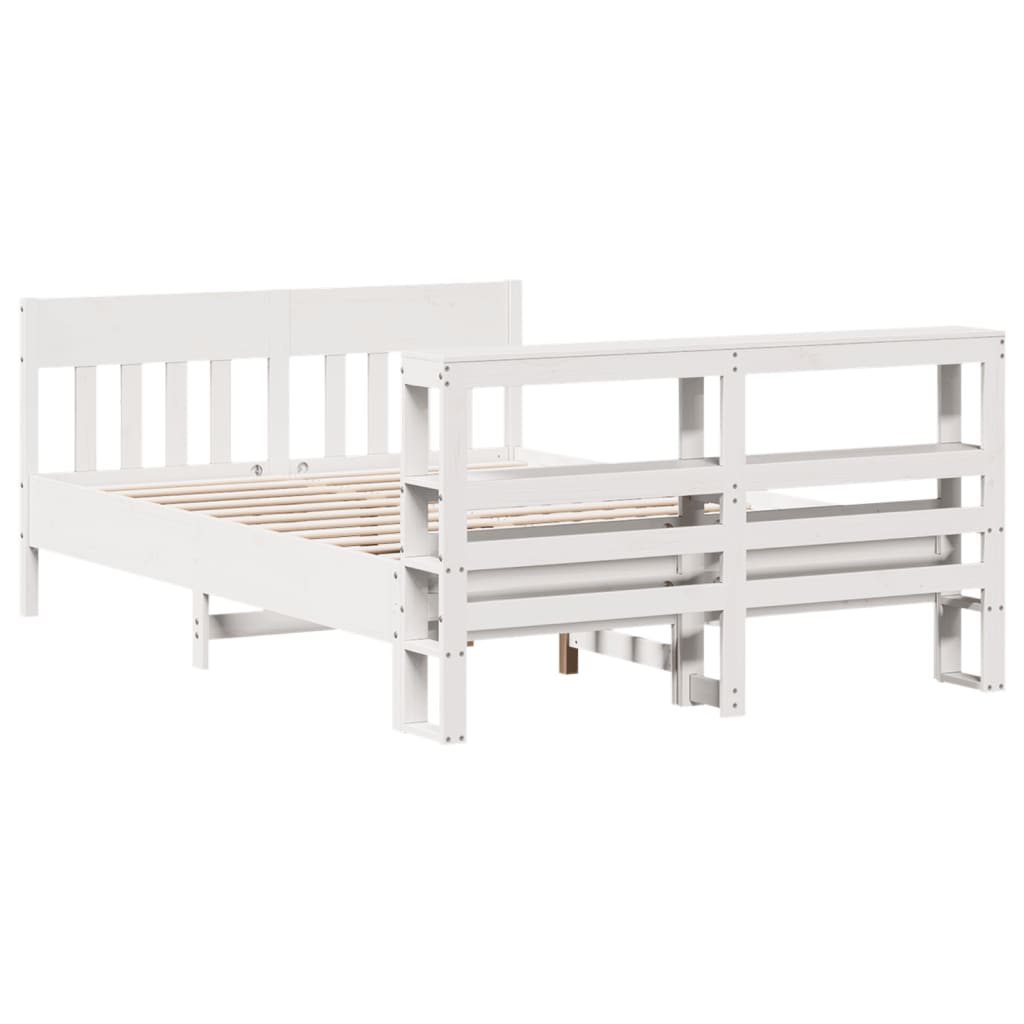 Cadre de lit sans matelas blanc 140x190 cm bois de pin massif