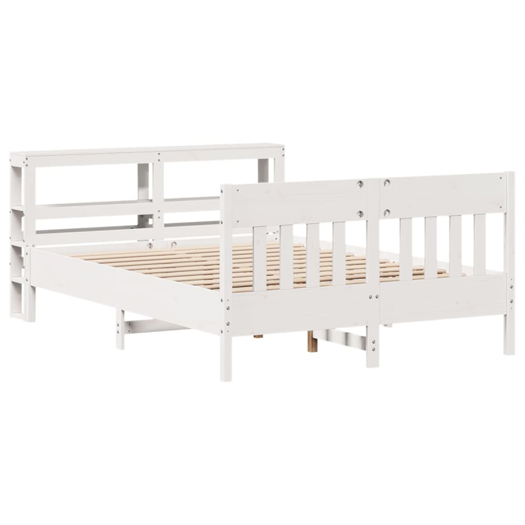 Cadre de lit sans matelas blanc 135x190 cm bois de pin massif