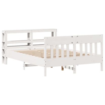 Cadre de lit sans matelas blanc 135x190 cm bois de pin massif