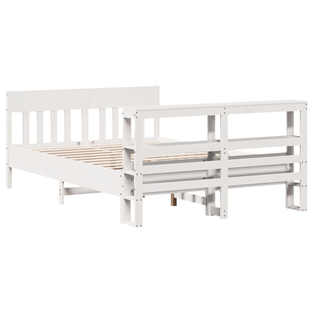 Cadre de lit sans matelas blanc 135x190 cm bois de pin massif