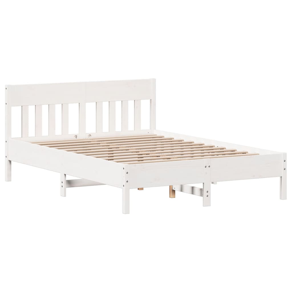 Cadre de lit sans matelas blanc 135x190 cm bois de pin massif