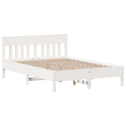 Cadre de lit sans matelas blanc 135x190 cm bois de pin massif