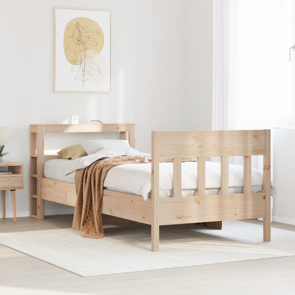 Cadre de lit sans matelas 75x190 cm bois de pin massif