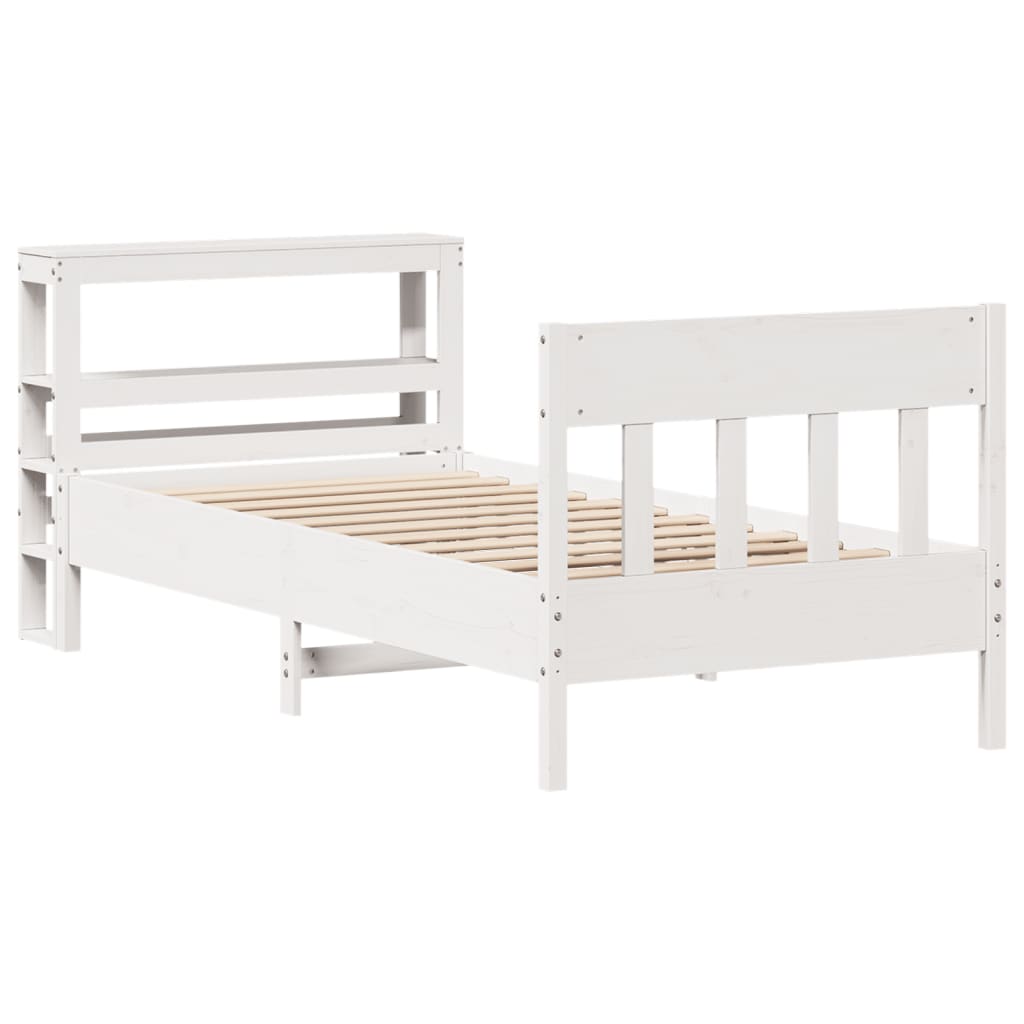 Cadre de lit sans matelas blanc 75x190 cm bois de pin massif