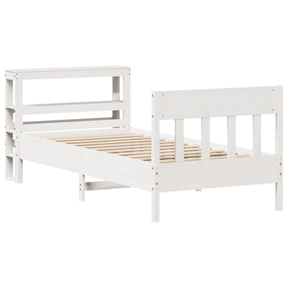 Cadre de lit sans matelas blanc 75x190 cm bois de pin massif