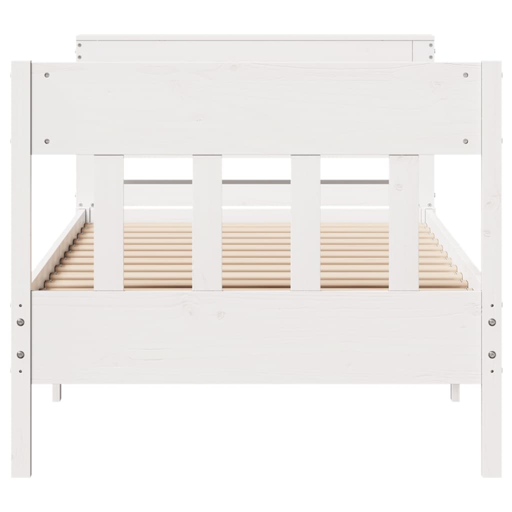 Cadre de lit sans matelas blanc 75x190 cm bois de pin massif