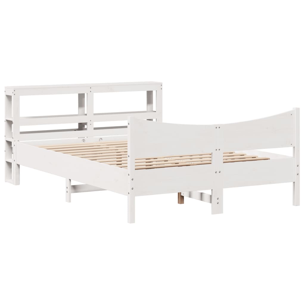 Cadre de lit avec tête de lit blanc 135x190 cm bois pin massif