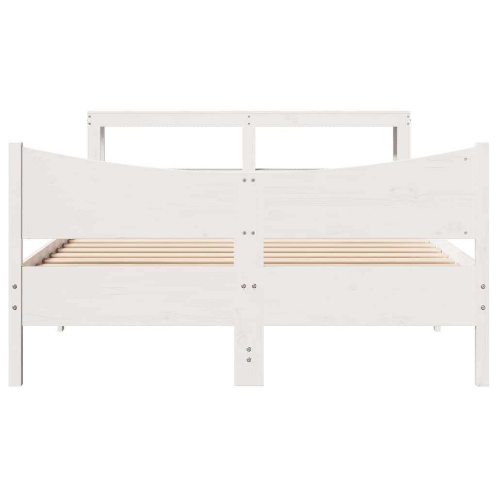 Cadre de lit avec tête de lit blanc 135x190 cm bois pin massif