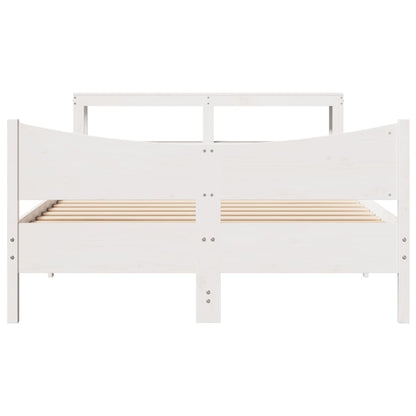 Cadre de lit avec tête de lit blanc 135x190 cm bois pin massif