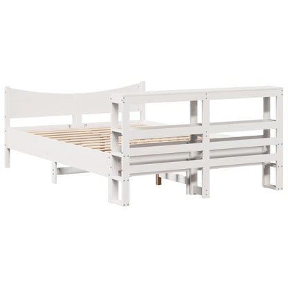 Cadre de lit avec tête de lit blanc 135x190 cm bois pin massif