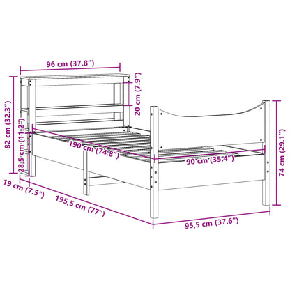 Cadre de lit avec tête de lit cire marron 90x190 cm bois de pin