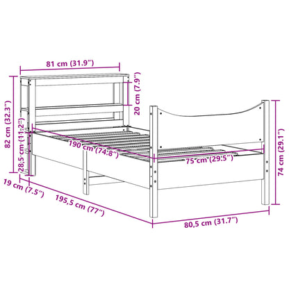 Cadre de lit avec tête de lit 75x190 cm bois de pin massif