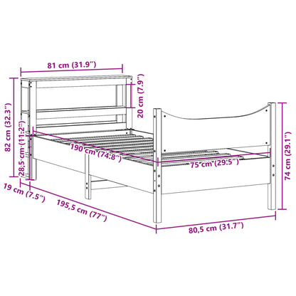 Cadre de lit avec tête de lit blanc 75x190cm bois de pin massif