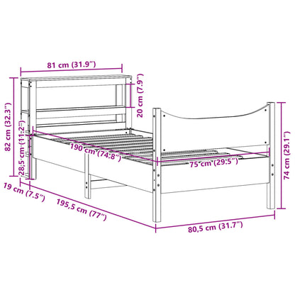 Cadre de lit avec tête de lit cire marron 75x190 cm bois de pin