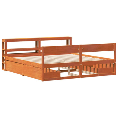 Cadre de lit sans matelas cire marron 200x200cm bois pin massif