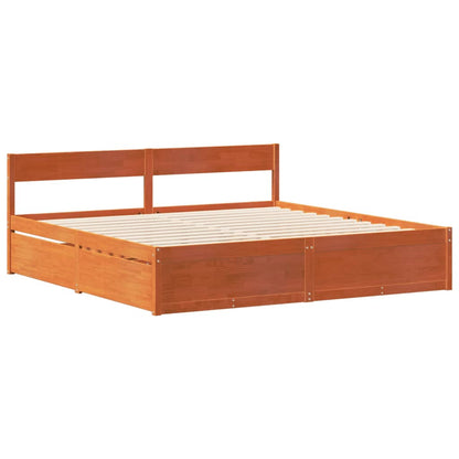 Cadre de lit sans matelas cire marron 200x200cm bois pin massif