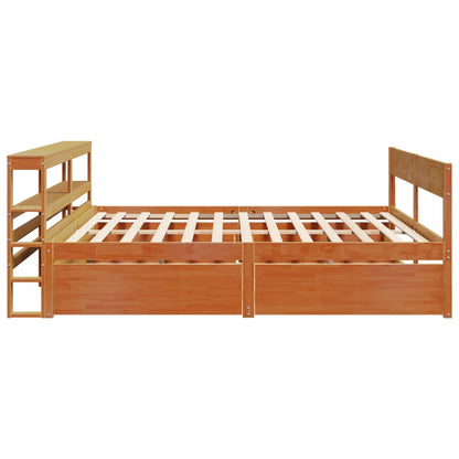 Cadre de lit sans matelas cire marron 200x200cm bois pin massif