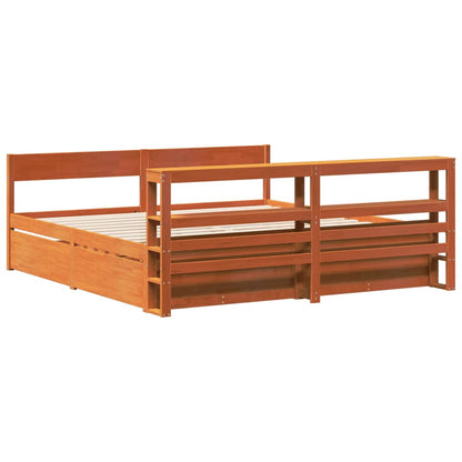 Cadre de lit sans matelas cire marron 180x200cm bois pin massif