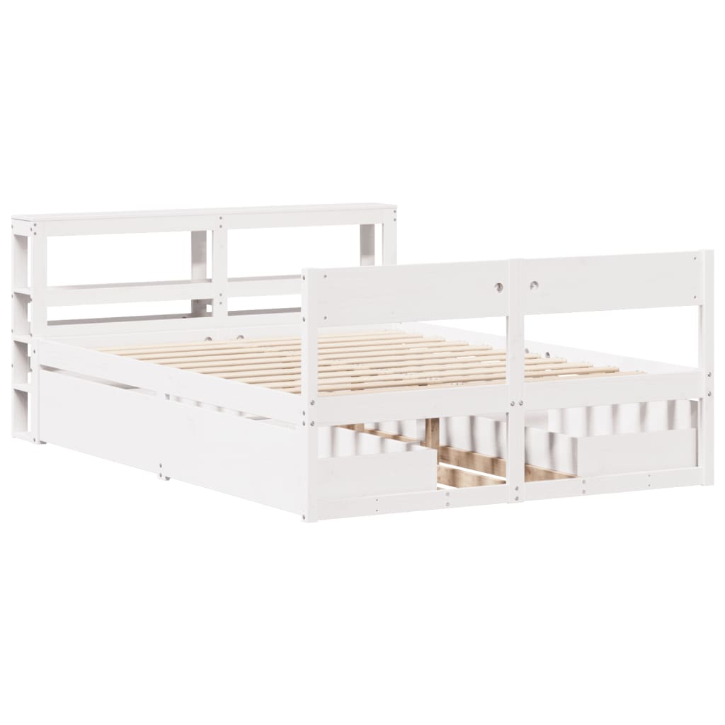 Cadre de lit sans matelas blanc 160x200 cm bois de pin massif