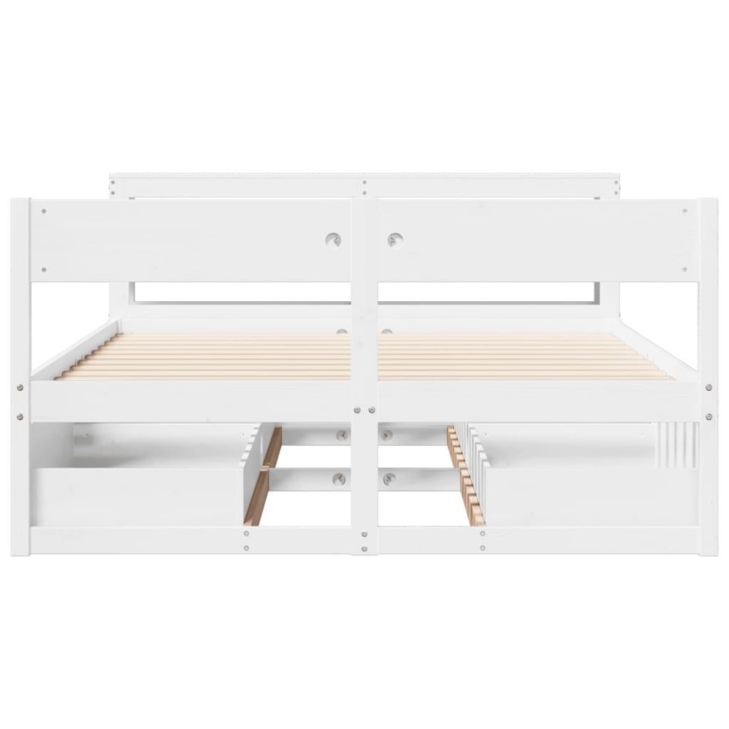 Cadre de lit sans matelas blanc 160x200 cm bois de pin massif