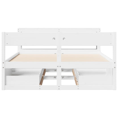 Cadre de lit sans matelas blanc 160x200 cm bois de pin massif