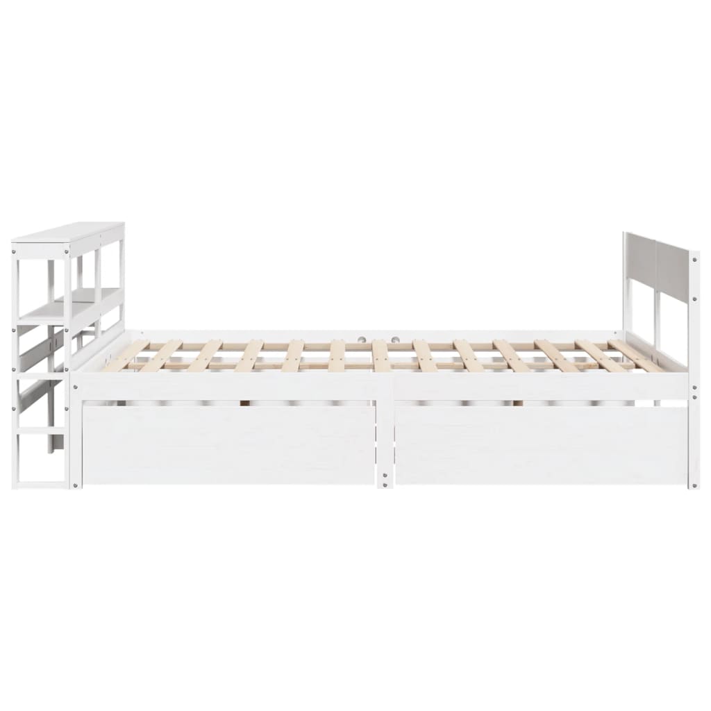 Cadre de lit sans matelas blanc 160x200 cm bois de pin massif