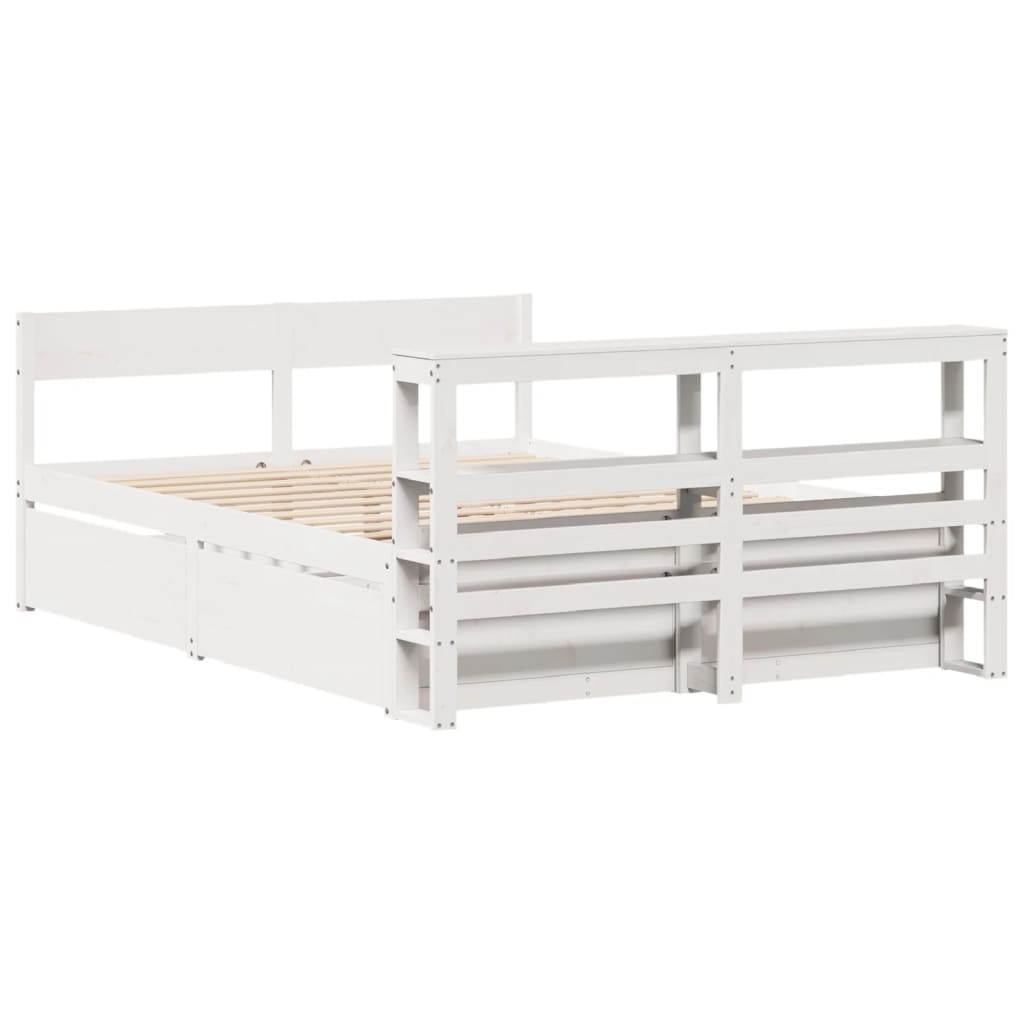 Cadre de lit sans matelas blanc 160x200 cm bois de pin massif