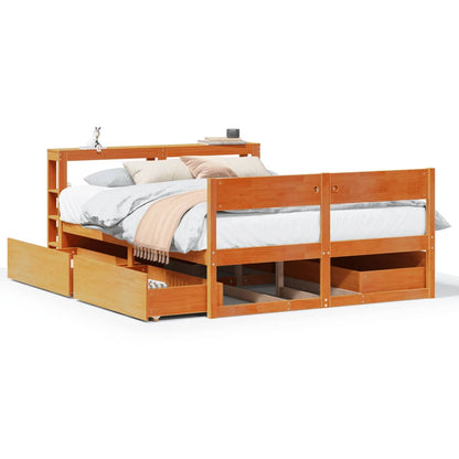 Cadre de lit sans matelas cire marron 160x200cm bois pin massif