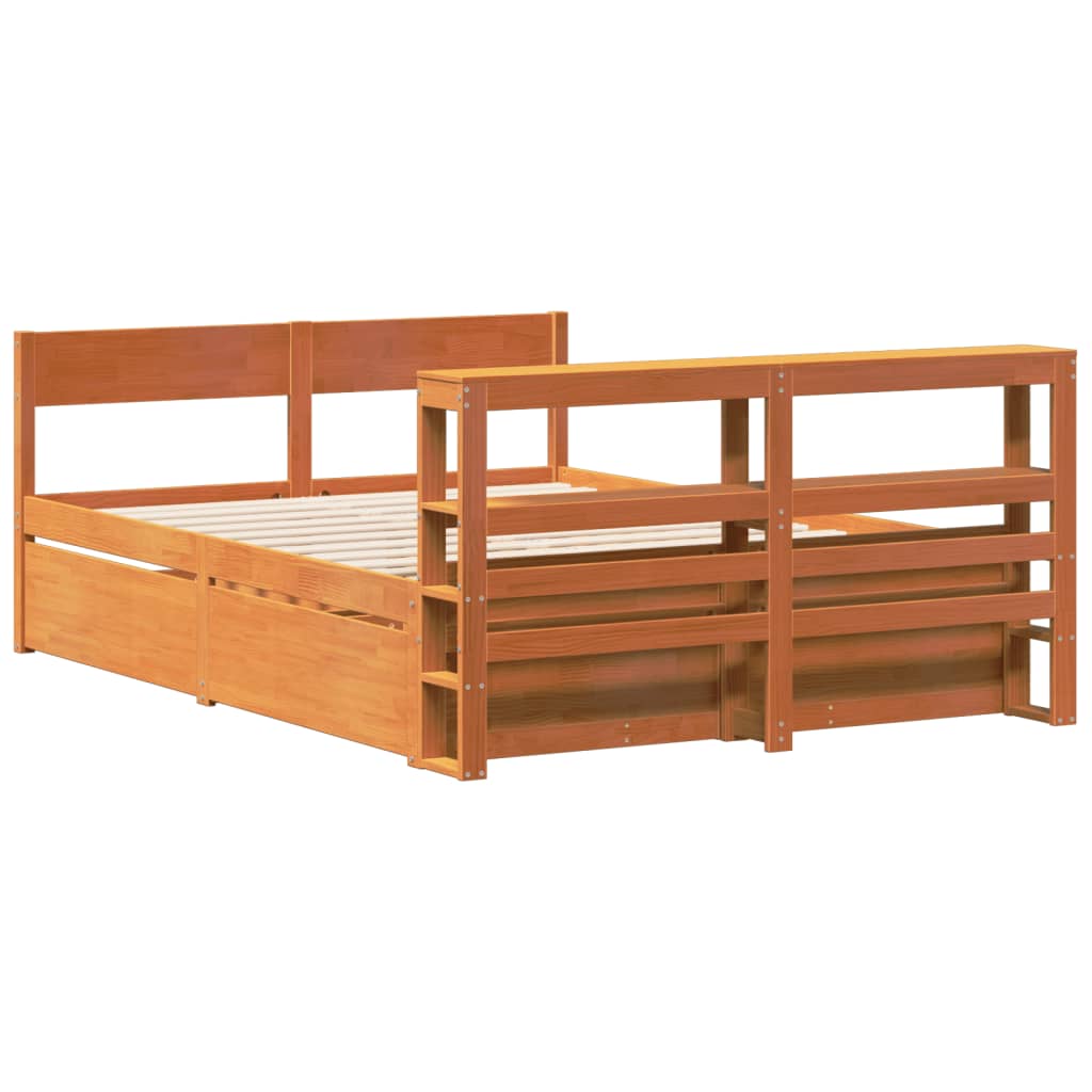 Cadre de lit sans matelas cire marron 160x200cm bois pin massif