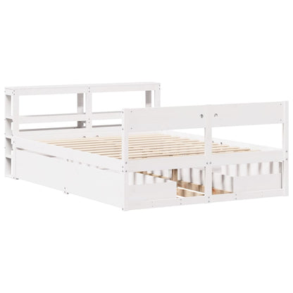 Cadre de lit sans matelas blanc 150x200 cm bois de pin massif