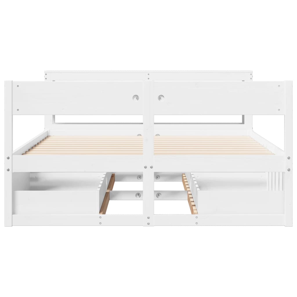 Cadre de lit sans matelas blanc 150x200 cm bois de pin massif