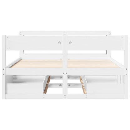 Cadre de lit sans matelas blanc 150x200 cm bois de pin massif