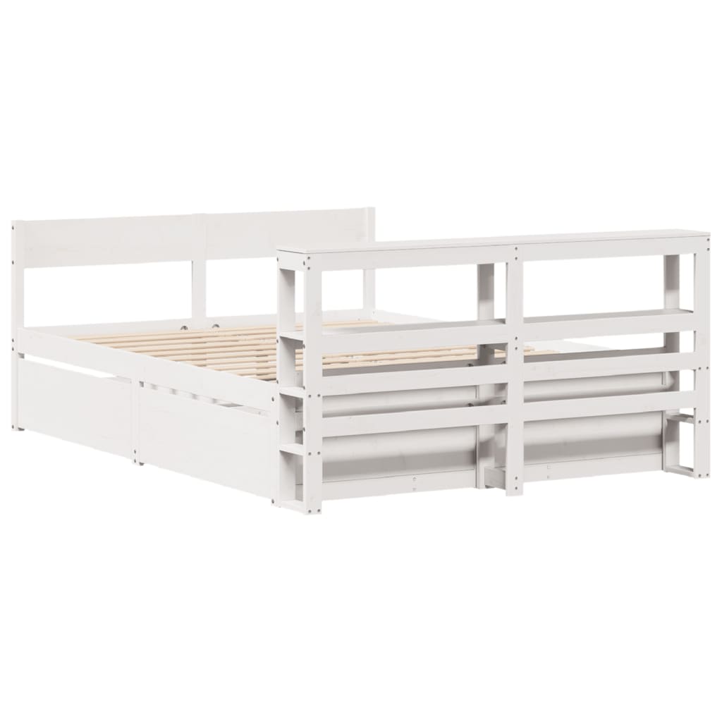 Cadre de lit sans matelas blanc 150x200 cm bois de pin massif