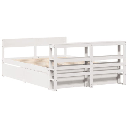 Cadre de lit sans matelas blanc 150x200 cm bois de pin massif