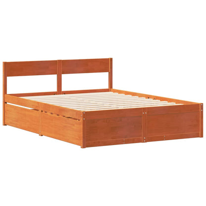 Cadre de lit sans matelas cire marron 150x200cm bois pin massif