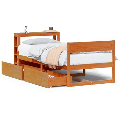 Cadre de lit sans matelas cire marron 100x200cm bois pin massif